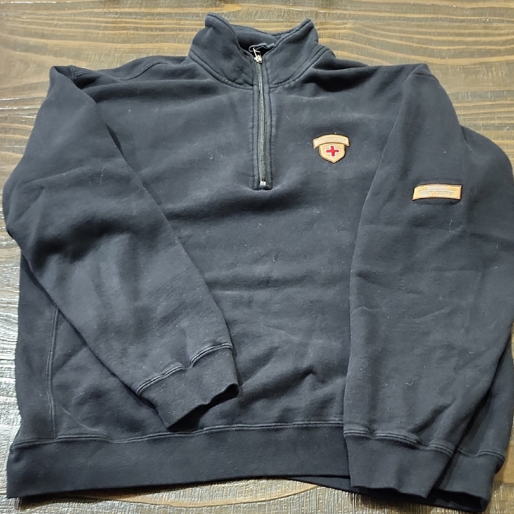 Men's Black Zip-Up Sweater with Emblem